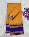 Orange Soft Ikkat Silk Zari Woven Saree with Rudraksham Concept Saree