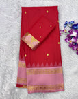 Red Soft Ikkat Silk Zari Woven Saree with Rudraksham Concept Saree