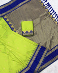 Parrot Green Soft Ikkat Silk Zari Woven Saree with Rudraksham Concept Saree