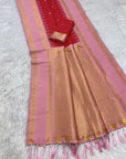 Red Soft Ikkat Silk Zari Woven Saree with Rudraksham Concept Saree