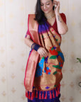 Violet Bandhani Weaves Silk Saree with Classic Border & Peacock Pallu
