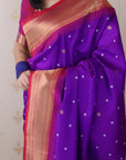 Purple Bandhani Weaves Silk Saree with Classic Border & Peacock Pallu