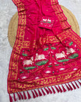 Rani Pink Soft Zari Woven Saree with Lotus Pichwai Concept Pallu