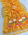 Gold Soft Zari Woven Saree with Lotus Pichwai Concept Pallu