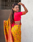 Yellow Soft Brocade Tissue Paithani Silk Zari Woven Saree
