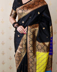 Black Premium Silk with Zari Work & Rangoli Pallu