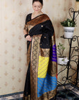 Black Premium Silk with Zari Work & Rangoli Pallu