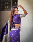 Violet Soft Paithani Silk with Silver Zari Woven Saree