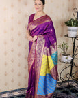Purple Premium Silk with Zari Work & Rangoli Pallu