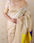 Cream Premium Silk with Zari Work & Rangoli Pallu
