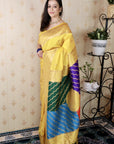 Light Yellow Premium Silk with Zari Work & Rangoli Pallu