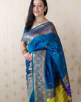 Rama Blue Premium Silk with Zari Work & Rangoli Pallu