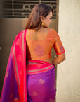 Purple (Red Tone) Soft Traditional Kolam Art Concept Zari Woven Silk Saree