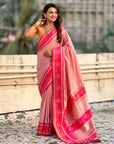 Light Pink Soft Traditional Kolam Art Concept Zari Woven Silk Saree