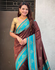 Coffee Soft Traditional Kolam Art Concept Zari Woven Silk Saree