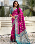 Magenta Soft Ikkat Patola Zari Woven Silk Saree