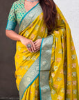 Mehendi Green Soft Ikkat Patola Zari Woven Silk Saree
