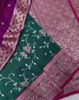 Peacock Blue Premium Banarasi Silk Zari Woven Meenakari Floral Jaal Saree