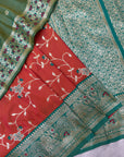 Peach Premium Banarasi Silk Zari Woven Meenakari Floral Jaal Saree