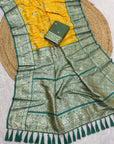 Yellow Premium Banarasi Silk Zari Woven Meenakari Floral Jaal Saree