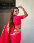 Red Paithani Silk with Floral & Peacock Big Border Saree