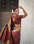 Coffee Paithani Silk with Floral & Peacock Big Border Saree