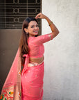 Pink Organza Silk Paithani Fusion Rajhans Border and Pallu