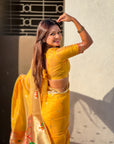 Yellow Organza Silk Paithani Fusion Rajhans Border and Pallu