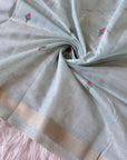 Sky Blue Premium Soft Muga Cotton Swan Pattern Saree