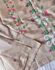 Chickoo Premium Soft Muga Cotton Swan Pattern Saree