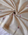 Chickoo Premium Soft Muga Cotton Swan Pattern Saree