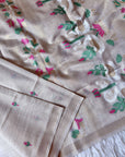 White Premium Soft Muga Cotton Swan Pattern Saree