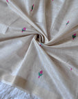 White Premium Soft Muga Cotton Swan Pattern Saree