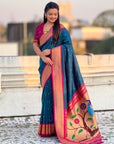 Dark Blue Paithani Silk with Kadiyal Border Saree