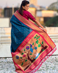 Dark Blue Paithani Silk with Kadiyal Border Saree