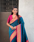 Dark Blue Paithani Silk with Kadiyal Border Saree