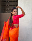 Orange Paithani Silk with Kadiyal Border Saree