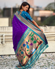 Purple Paithani Silk with Kadiyal Border Saree