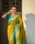 Mehendi Green Paithani Silk with Kadiyal Border Saree