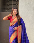 Violet Bandhani Weaves Silk Saree with Paithani Border & Pallu