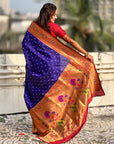 Violet Bandhani Weaves Silk Saree with Paithani Border & Pallu