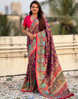 Purple Premium Position Printed Pashmina Viscose Silk Saree with Darbari Border