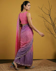 Pink & Purple Soft Fendy Satin with Gotapatti Work Padding Saree