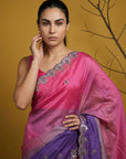 Pink & Purple Soft Fendy Satin with Gotapatti Work Padding Saree