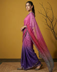 Pink & Purple Soft Fendy Satin with Gotapatti Work Padding Saree