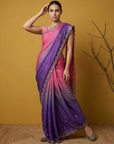 Pink & Purple Soft Fendy Satin with Gotapatti Work Padding Saree