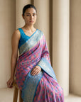 Lavender Soft Ikkat Patola Silk Geometric Ikkat Weaves Saree