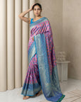 Lavender Soft Ikkat Patola Silk Geometric Ikkat Weaves Saree