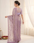 Lavender Organza Silk Saree with Sequins Embroidery Work Saree