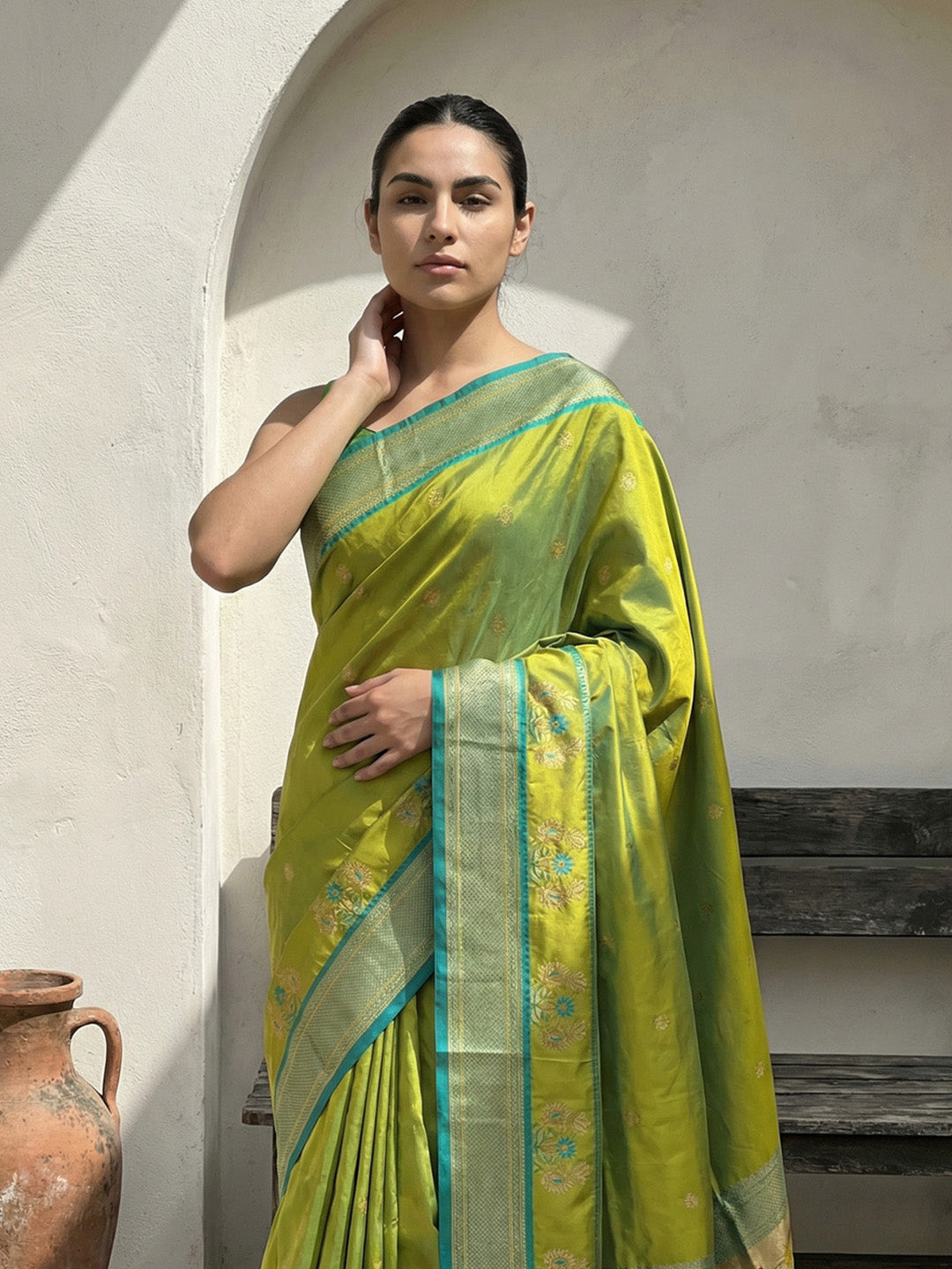 Mehendi Green Soft Traditional Paithani Silk Zari Woven Peacock Pattern Saree